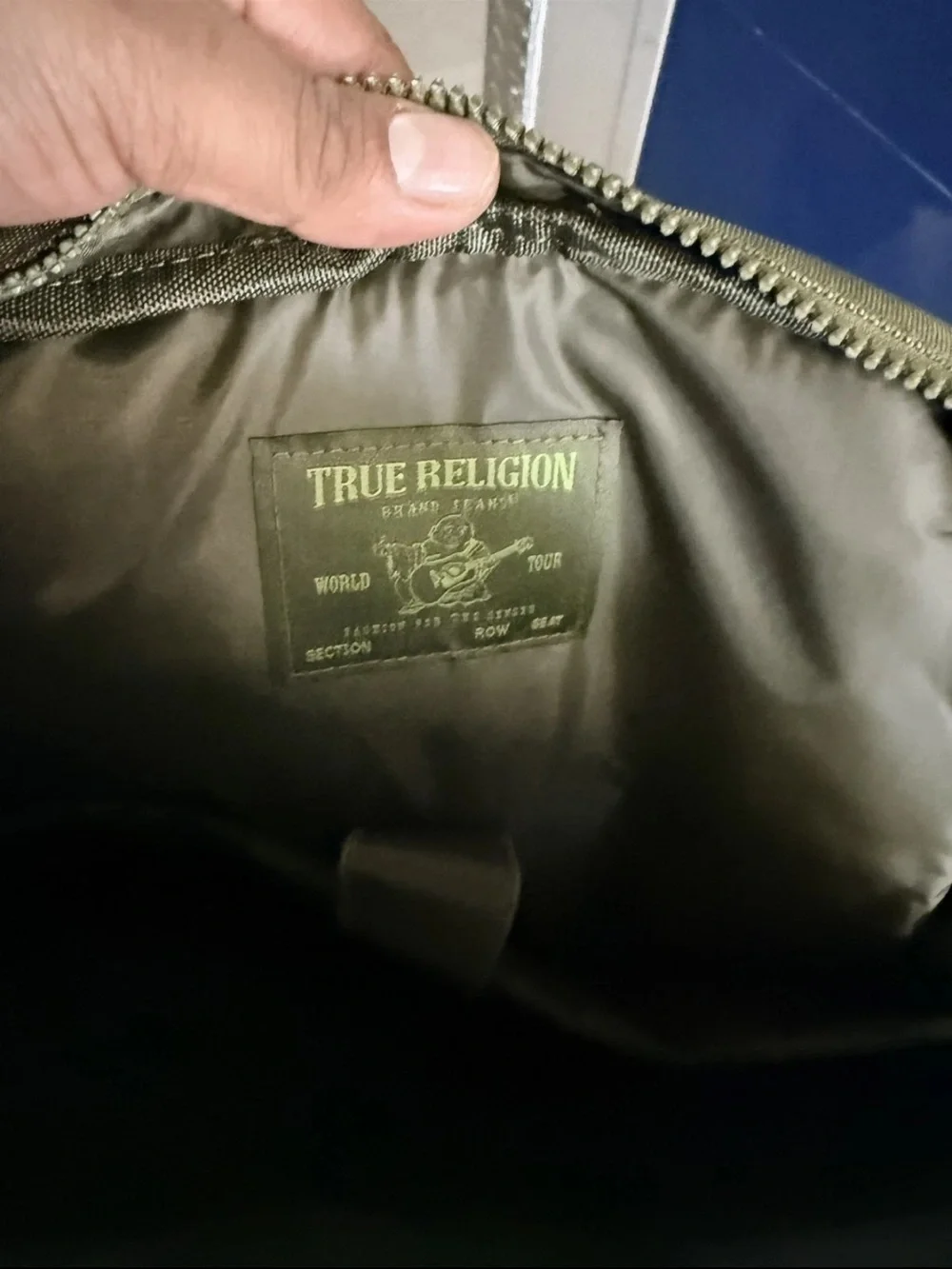 True Religion Dome Backpack in olive green.